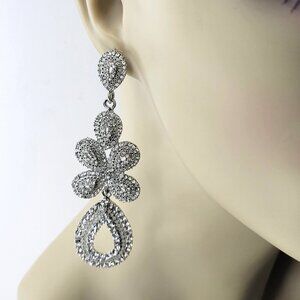 Silver Crystal Drop Earrings Dangle and Drop Earrings Bridal Earrings